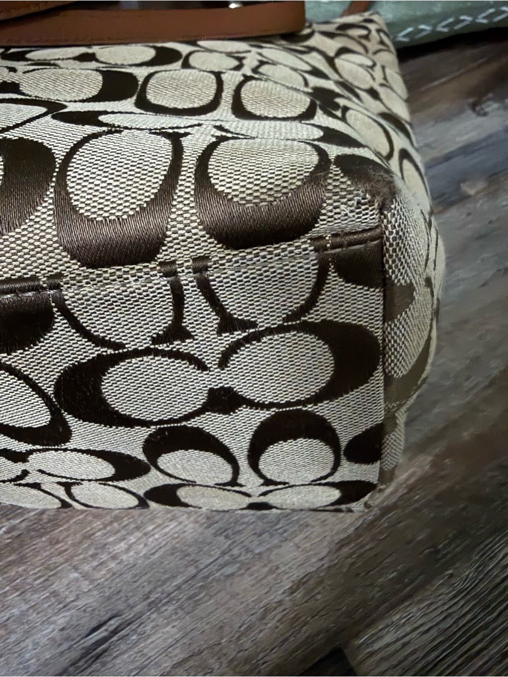 Coach Beige & Brown Signature Tote with Pink Center Panel - Picture 3 of 16